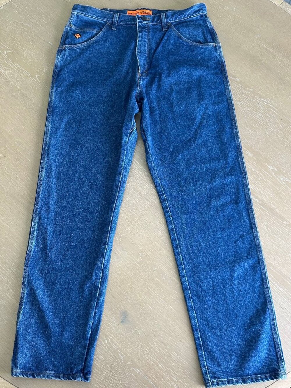 Wrangler FR Jeans Mens 36x34 Flame Resistant Straight Leg Denim Work HRC2 2112